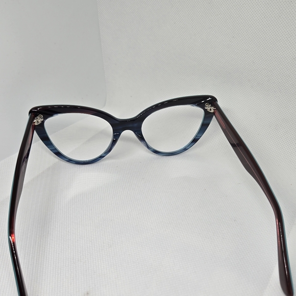 Stylish Teal and Brown Cat-Eye Glasses - Picture 7 of 8